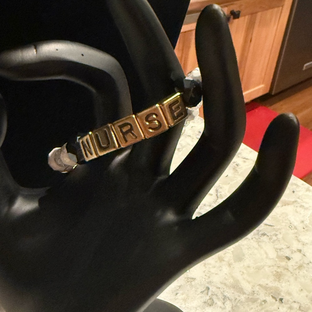 Gold 'NURSE' Bracelet with Natural White Howlitr, Quartz and Rhodium Hematite